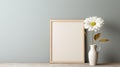 Contemporary Diy Wood Frame With White Daisy Vase - Realistic 8k Rendering
