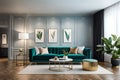 Contemporary elegance and luxury showcased in a cozy living room with elegant decor. Royalty Free Stock Photo