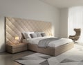 Contemporary elegant luxury beige leather bedroom Royalty Free Stock Photo