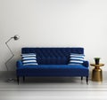 Contemporary elegant luxury blue velvet sofa