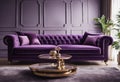 Contemporary elegant luxury purple sofa with cushions Royalty Free Stock Photo