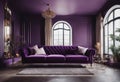 Contemporary elegant luxury purple sofa with cushions Royalty Free Stock Photo