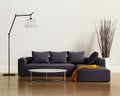 Contemporary elegant luxury purple sofa with cushions Royalty Free Stock Photo