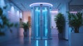 Contemporary elevator glass doors add futuristic touch to urban loft environment