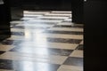 Contemporary empty dark, hotel floor marble tiles