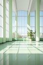 contemporary empty office space with expansive windows offering a great view