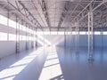 Contemporary empty warehouse interior 3d illustration