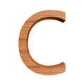 Capital wooden letter C, isolated over white background