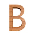 Capital wooden letter B, isolated over white background