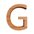 Capital wooden letter G, isolated over white background