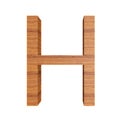 Capital wooden letter H, isolated over white background