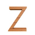 Capital wooden letter Z, isolated over white background