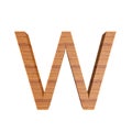 Capital wooden letter W, isolated over white background