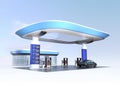 Contemporary EV charging station and gas station design for new energy supply concept