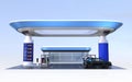 Contemporary EV charging station and gas station design for new energy supply concept