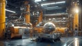 Advanced industrial machines in operation. Ideal for manufacturing, industry, and technology concepts, showcasing the efficiency