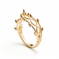 Contemporary Fairy Tale Gold Ring With Intricate Leaf Design