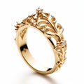 Contemporary Fairy Tale Inspired Yellow Gold Ring With Floral Design