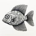 Contemporary Fish Drawing In Monoprint Style By Robert Kaczko