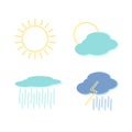 Contemporary flat icon design for weather forecast