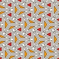 Contemporary geometric pattern. Repeated triangles, lines. Modern geo background. Linear seamless surface design