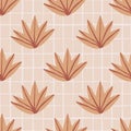 Contemporary geometric tropical leaves seamless pattern in vintage style. Tropic palm leaf doodle vector illustration Royalty Free Stock Photo