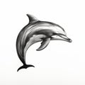 Contemporary Graphic Realism: Black And White Dolphin Drawing