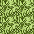 Contemporary green seaweeds seamless pattern. Marine plants wallpaper