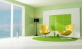 Contemporary green and white lounge