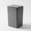 Contemporary Grey Rectangular Trash Can with Open Lid on White Background garbage bin Royalty Free Stock Photo
