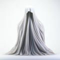 Contemporary Grotesque: A Layered Imagery Of A Ghost On White Background