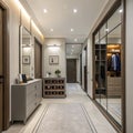 Modern hallway interior with mirror and storage unit Royalty Free Stock Photo