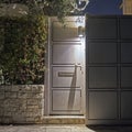 Contemporary house entrance night view, Athens Greece