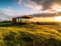 Contemporary House in the Field Landscape Art