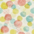 Contemporary illustrated watercolor polka dots abstract pattern