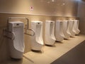 Public gentlemen toilet restroom. Interior and Healthcare concept. Hygiene in shopping mall theme.