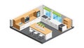 Contemporary Isometric Kitchen Design with Extensive Countertops, vector design Generative AI Royalty Free Stock Photo