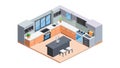 Contemporary Isometric Kitchen Interior Design, vector design Generative AI Royalty Free Stock Photo