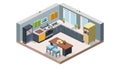 Contemporary Isometric Kitchen with Stools and Island, vector design Generative AI Royalty Free Stock Photo