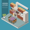 Modern Kitchen Isometric Composition Royalty Free Stock Photo