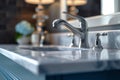 Contemporary kitchen elegance stainless steel faucet on a spotless counter