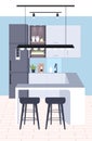 Contemporary kitchen interior empty no people house room modern apartment design flat vertical Royalty Free Stock Photo