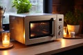 Contemporary Kitchen Microwave Oven. AI Royalty Free Stock Photo