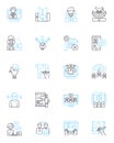Contemporary learning linear icons set. Adaptive, Collaborative, Digital, Empowering, Futuristic, Inquiry-based