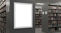 Blank Digital Billboard Mockup in Modern Library Royalty Free Stock Photo