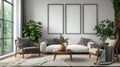 Modern Living Room with Neutral Tones and Greenery