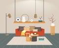 Contemporary living room interior empty no people home modern apartment design flat horizontal Royalty Free Stock Photo