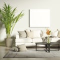 Contemporary living room with mock up poster Royalty Free Stock Photo