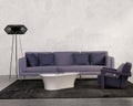 Contemporary living room with purple sofa Royalty Free Stock Photo