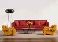 Contemporary living room with red sofa Royalty Free Stock Photo